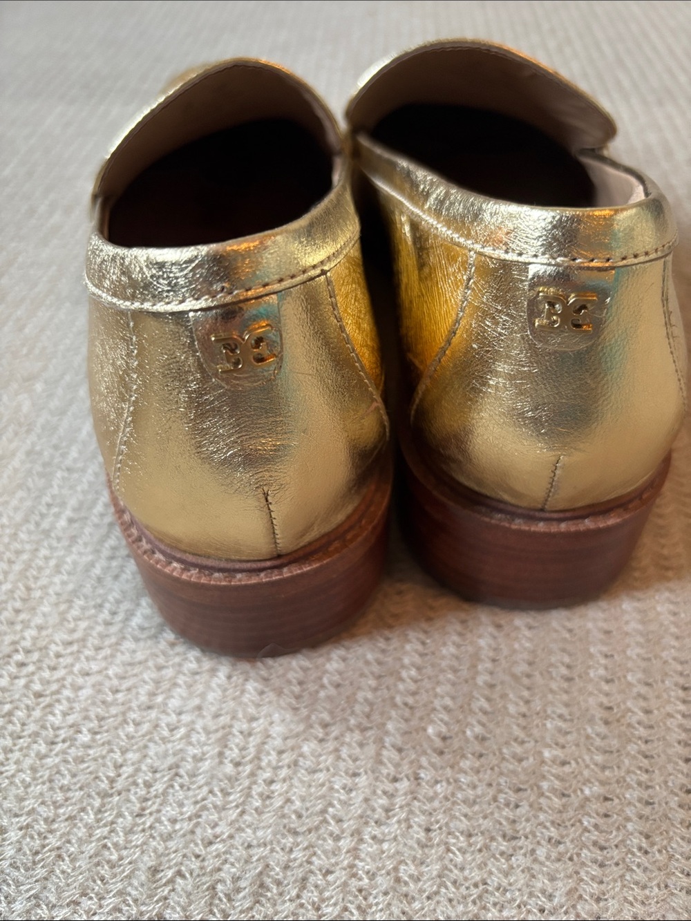 Sam Edelman Denise Metallic Gold Leather Loafers with Bit Detail - Picture 4 of 8